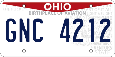 OH license plate GNC4212