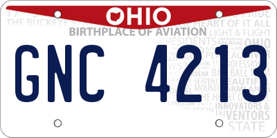 OH license plate GNC4213