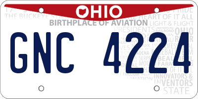 OH license plate GNC4224