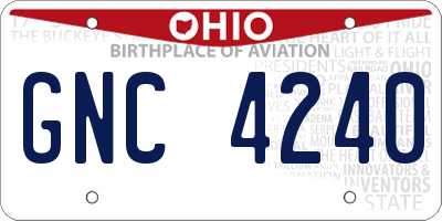 OH license plate GNC4240