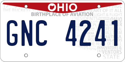 OH license plate GNC4241