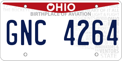 OH license plate GNC4264