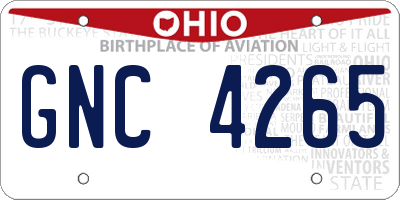 OH license plate GNC4265