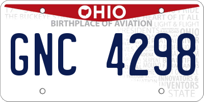 OH license plate GNC4298