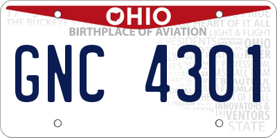 OH license plate GNC4301