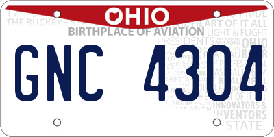 OH license plate GNC4304