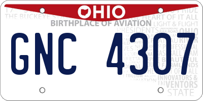 OH license plate GNC4307