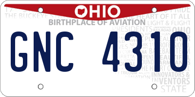 OH license plate GNC4310