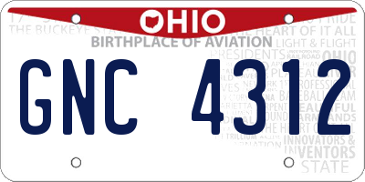OH license plate GNC4312