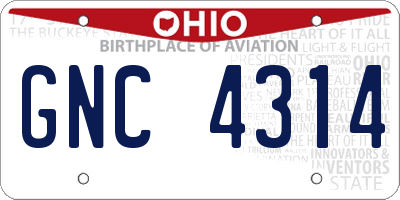 OH license plate GNC4314
