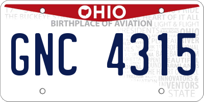 OH license plate GNC4315