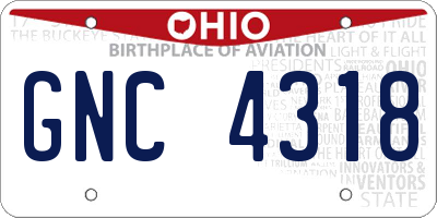 OH license plate GNC4318