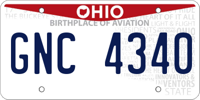 OH license plate GNC4340