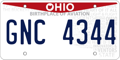 OH license plate GNC4344