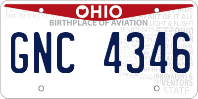 OH license plate GNC4346