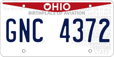 OH license plate GNC4372