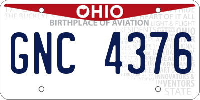 OH license plate GNC4376