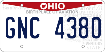 OH license plate GNC4380