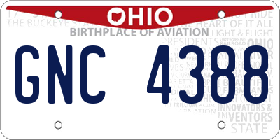 OH license plate GNC4388