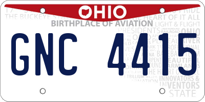 OH license plate GNC4415