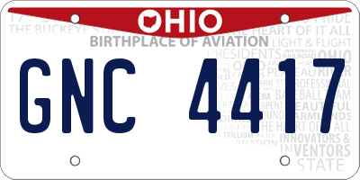 OH license plate GNC4417