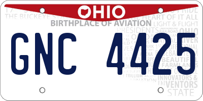 OH license plate GNC4425