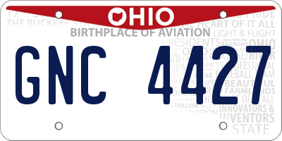 OH license plate GNC4427