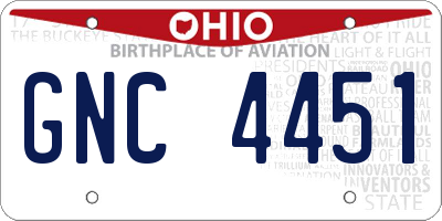 OH license plate GNC4451