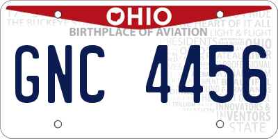 OH license plate GNC4456