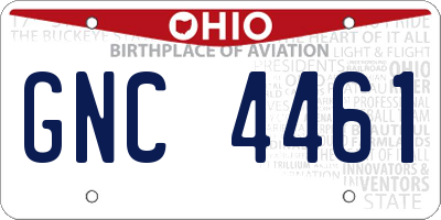 OH license plate GNC4461