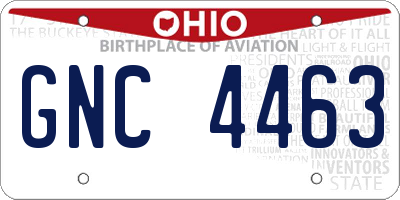 OH license plate GNC4463