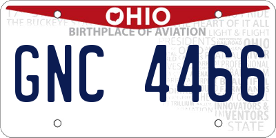 OH license plate GNC4466