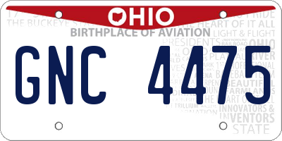 OH license plate GNC4475