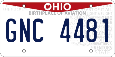 OH license plate GNC4481