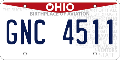 OH license plate GNC4511