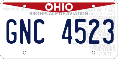 OH license plate GNC4523