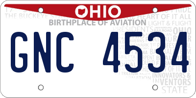 OH license plate GNC4534