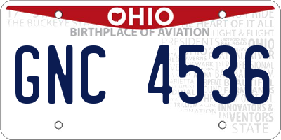 OH license plate GNC4536