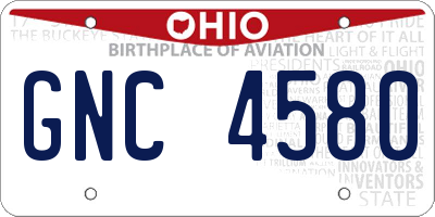 OH license plate GNC4580