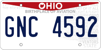 OH license plate GNC4592
