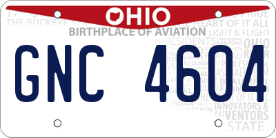 OH license plate GNC4604