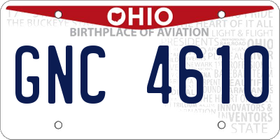 OH license plate GNC4610