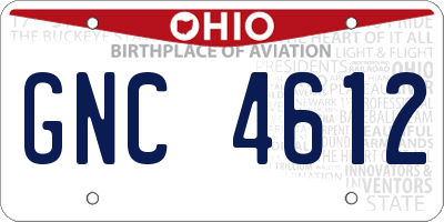 OH license plate GNC4612