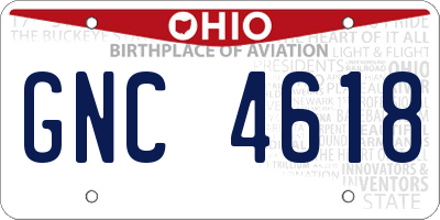 OH license plate GNC4618