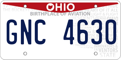OH license plate GNC4630