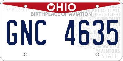 OH license plate GNC4635