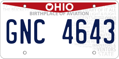 OH license plate GNC4643