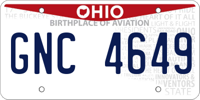OH license plate GNC4649
