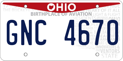 OH license plate GNC4670