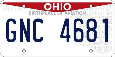 OH license plate GNC4681